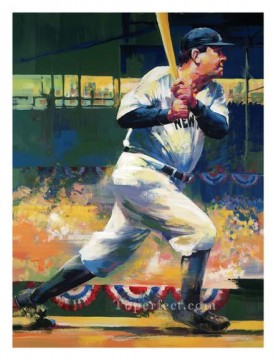 post impressionist Painting - Babe Ruth sport impressionists
